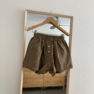 Brand New Deiji studios linen pine check shorts